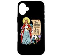 St Dymphna Purity Lily Patron Saint Mental Health Católico Carcasa para iPhone 16 Plus