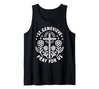 St Genevieve Pray For Us Patrón de París Floral Camiseta sin Mangas