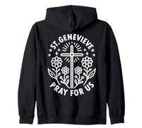 St Genevieve Pray For Us Patrón de París Floral Sudadera con Capucha