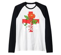 St George Cross con Tudor Rose y Inglaterra Texto Camiseta Manga Raglan