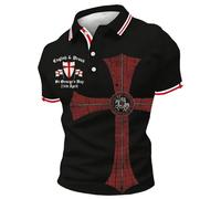 St Georges Day - Camiseta de manga corta para hombre de Saint George con gráficos patrióticos, cuello alto, polo informal, con botones, camisa de verano, corte regular, informal, camisa de golf, T