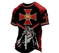 St Georges Day Camiseta Hombre Saint George Patriotic Graphic Tee Top Manga Corta Cuello Redondo Tops Ligero Transpirable Camiseta de Verano Corte Regular Camiseta Funcional Negocios Casual Manga