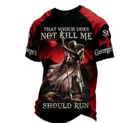 St Georges Day Camiseta Hombre Saint George Patriotic Graphic Tee Top Manga Corta Cuello Redondo Tops Ligero Transpirable Camiseta de Verano Corte Regular Camiseta Funcional Negocios Casual Manga