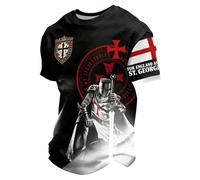 St Georges Day Camiseta Hombre Saint George Patriotic Graphics Tee Top Ligero Transpirable Camiseta Deportiva Manga Corta Cuello Redondo Tops Corte Regular Camisa Casual Cómoda Camiseta de