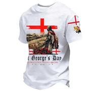 St Georges Day - Camiseta para hombre George con gráficos patrióticos, camiseta de manga corta, cuello redondo, camiseta deportiva para exteriores, camiseta de senderismo, O blanco., XXL