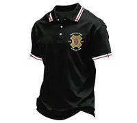 St Georges Day Poloshirt de manga corta para hombre patrón bandera de Inglaterra y caballeros templarios camiseta deportiva transpirable para golf tenis trabajo negocios, negro, XXL