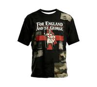St Georges Day T-Shirt Herren Saint George Grafik Top Regular Passform Kurzärmig T-Shirts Union Jack Patriotisch British Freizeithemd Rundhalsausschnitt Laufshirt, P negro., S