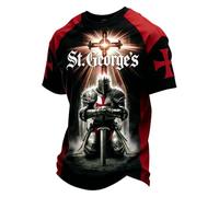 St Georges Day T-Shirt Herren Saint George Grafik Top Regular Passform Kurzärmig T-Shirts Union Jack Patriotisch British Freizeithemd Rundhalsausschnitt Laufshirt, V negro., S