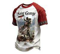 St Georges Day T-Shirt Herren Saint George Grafik Top Regular Passform Kurzärmig T-Shirts Union Jack Patriotisch British Freizeithemd Rundhalsausschnitt Laufshirt, S blanco., XXXXXL