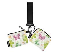 St Green Boho Butterfly - Tarjetero delgado portátil con cremallera y bolsillo para monedas para mujer, 2 paquetes de fundas para tarjetas de crédito
