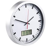 St. Leonhard Relojes de Pared - Relojes baño: Analógica Reloj de Pared, en el diseño de Relojes de estación, Pantalla Digital de Fecha y Temperatura, Ø 25,5 cm (Reloj Pared Digital y analógico)