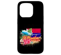 St. Maarten Retro Caribbean Vintage Island Recuerdo avión Carcasa para iPhone 15 Pro