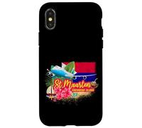 St. Maarten Retro Caribbean Vintage Island Recuerdo avión Carcasa para iPhone X/XS