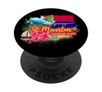 St. Maarten Retro Caribbean Vintage Island Recuerdo avión PopSockets PopGrip Adhesivo