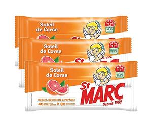 St. Marc - Toallitas perfumadas antibacterianas «Sol de Córcega» - 80 unidades por confección - Lote de 3
