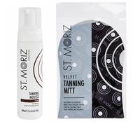 St. Moriz - Espuma autobronceadora instantánea, 200 ml, oscura, incluye manoplas bronceadoras St. Moriz