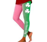 St Patrick Day Disfraz Mujer Casual Fashion St Patrick Print Sport Leggings Casual Yoga Leggings, Rosa claro., L