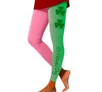 St Patrick Day Disfraz Mujer Casual Fashion St Patrick Print Sport Leggings Casual Yoga Leggings, Rosa., L