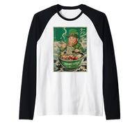 St Patrick Funny Leprechaun Lucky Chinese Ramen Hombres Mujeres Camiseta Manga Raglan