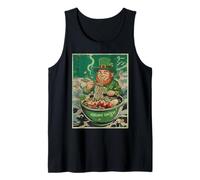 St Patrick Funny Leprechaun Lucky Chinese Ramen Hombres Mujeres Camiseta sin Mangas