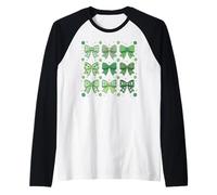 St Patrick’s Day Green Shamrock Bow Coquette St Patricks Day Camiseta Manga Raglan