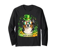 St Patrick’s Day Irish Australian Shepherd Lucky Shamrock Manga Larga