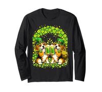 St Patrick’s Day Irish Beagle Beer Shamrock Dog Lover Men Manga Larga
