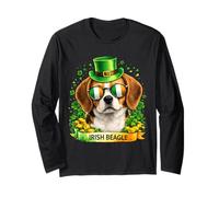 St Patrick’s Day Irish Beagle Lucky Shamrock Dog Lover Manga Larga