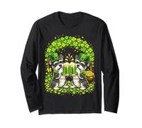 St Patrick’s Day Irish Miniature Schnauzer Beer Shamrock Men Manga Larga