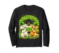 St Patrick’s Day Irish Poodle Beer Shamrock Dog Lover Men Manga Larga