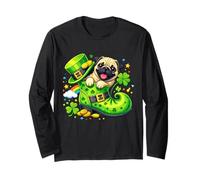St Patrick’s Day Irish Pug Leprechaun In Shoe Shamrock Manga Larga