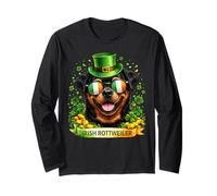 St Patrick’s Day Irish Rottweiler Lucky Shamrock Dog Lover Manga Larga