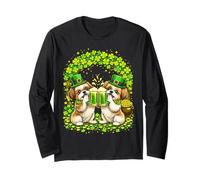 St Patrick’s Day Irish Shih Tzu Beer Shamrock Dog Lover Men Manga Larga