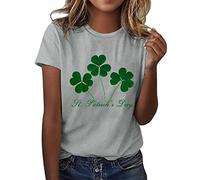 St. Patrick Shirts Damen Damen Casual Top Shirt St Patrick's Day Soft Leave Print Top Kurzarm Rundhals Fashion T-Shirt Tops 2026, gris, XXL