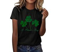 St. Patrick Shirts Damen Damen Casual Top Shirt St Patrick's Day Soft Leave Print Top Kurzarm Rundhals Fashion T-Shirt Tops 2026, Negro , M