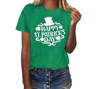 St Patrick's Camisas Mujer Moda Impreso Casual Suelto Cuello Redondo Manga Corta Camiseta Top 2026, verde menta, XXL