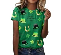 St.Patrick's - Camiseta de manga corta para mujer, diseño con texto "Happy Saint P Day", cuello redondo, verde, XXL