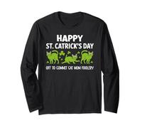 St Patricks Cat Mom Off to Commit Irish Foolery St Catrick Manga Larga