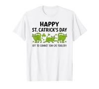 St Patricks Cat Off to Commit Tomfoolery Irish Saint Catrick Camiseta