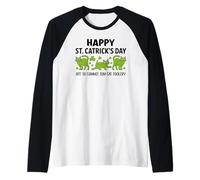 St Patricks Cat Off to Commit Tomfoolery Irish Saint Catrick Camiseta Manga Raglan