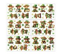 St Patricks Cow Stickers - Pvc Festive Reusable Party Decorations, Ready-To-Press Shamrock Cow Stickers, Top Notebook, Computer, Water Bottle, Scrapbook, Window, 3.7x4.25in