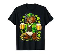 St Patricks Day Bear Leprechaun Hat Beer Shamrock Drinking Camiseta