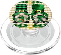 St. Patricks Day Buffalo Plaid Shamrock GNOME with Coffee PopSockets PopGrip para MagSafe