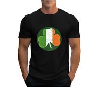 St Patrick's Day - Camiseta de manga corta para hombre, cuello redondo, elegante, diseño de sombrero verde irlandés, Negro , XXL