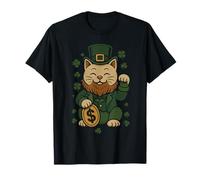 St Patrick's Day Cat Statue Lucky Clover Charm Adult Kids Camiseta