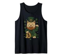 St Patrick's Day Cat Statue Lucky Clover Charm Adult Kids Camiseta sin Mangas