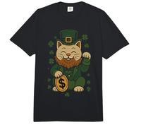 St Patrick's Day Cat Statue Lucky Clover Charm Adult Kids Comfort Colors Adult Heavyweight T-Shirt