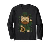 St Patrick's Day Cat Statue Lucky Clover Charm Adult Kids Manga Larga