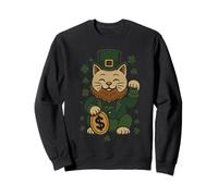 St Patrick's Day Cat Statue Lucky Clover Charm Adult Kids Sudadera