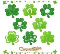 St. Patrick's Day Decorations, Set of 8 Irish Shamrock Ornaments, 20g Farmhouse Style Home Decoration, Perfect for Wall, Fireplace, and Mantel Decoration